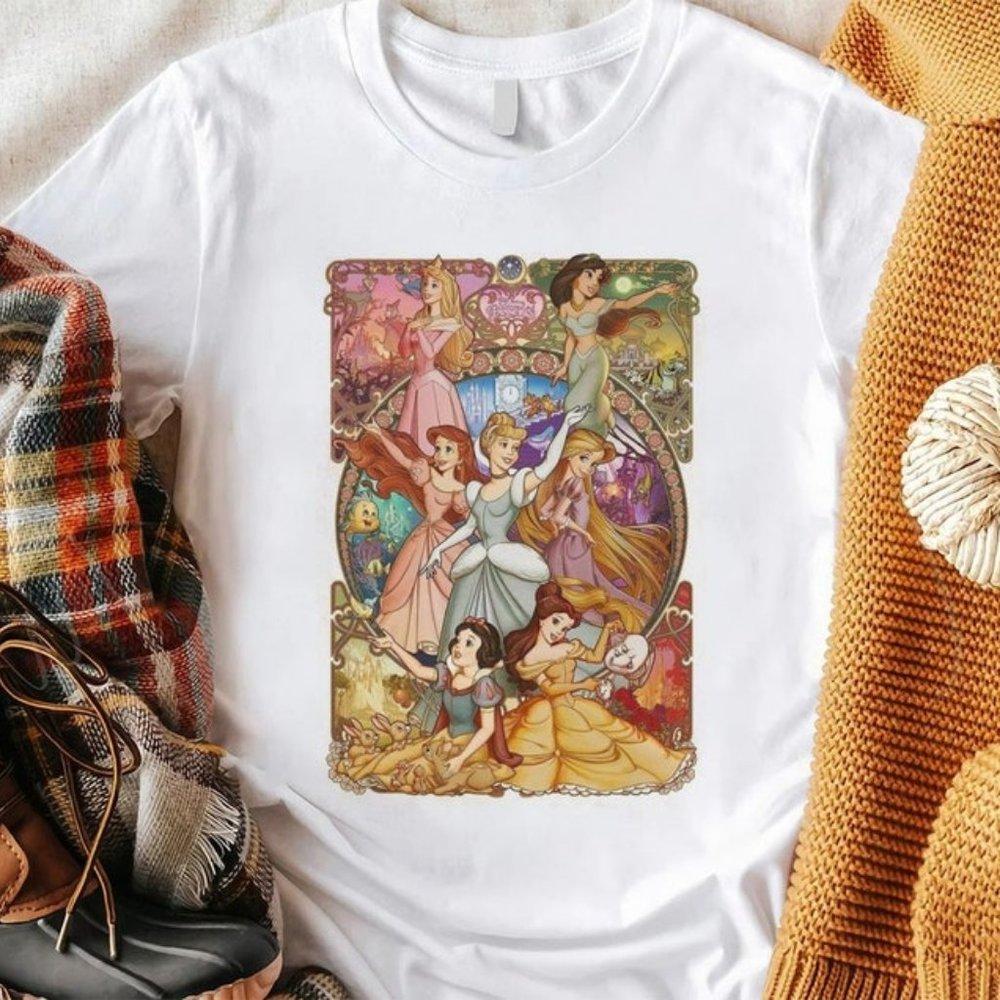 Cinderella Jasmine Aurora Princess Retro Castle Disney Tshirt